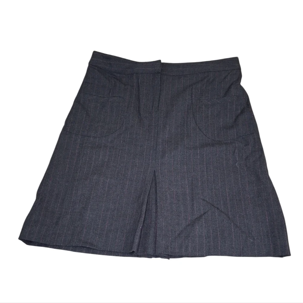 Lilly Pulitzer Pinstripe Wool Skirt Charcoal Gray Pink Pleated Lined Sz 6